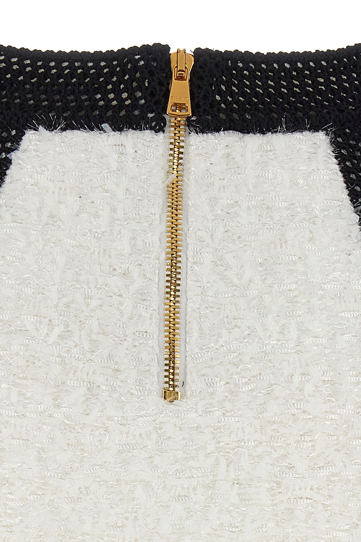 Balmain Button-embellished Tweed Miniskirt In White