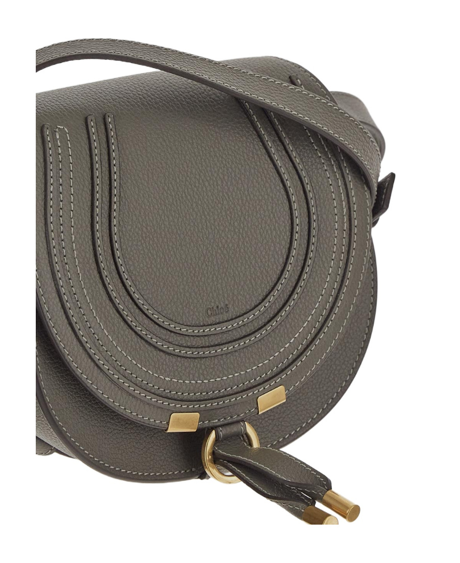 Chloé Small Marcie Saddle Crossbody Bag In Grained Leather In Black