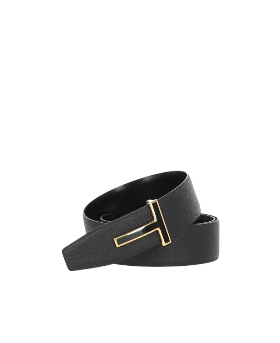 Tom Ford Logo-buckle Leather Belt In Black