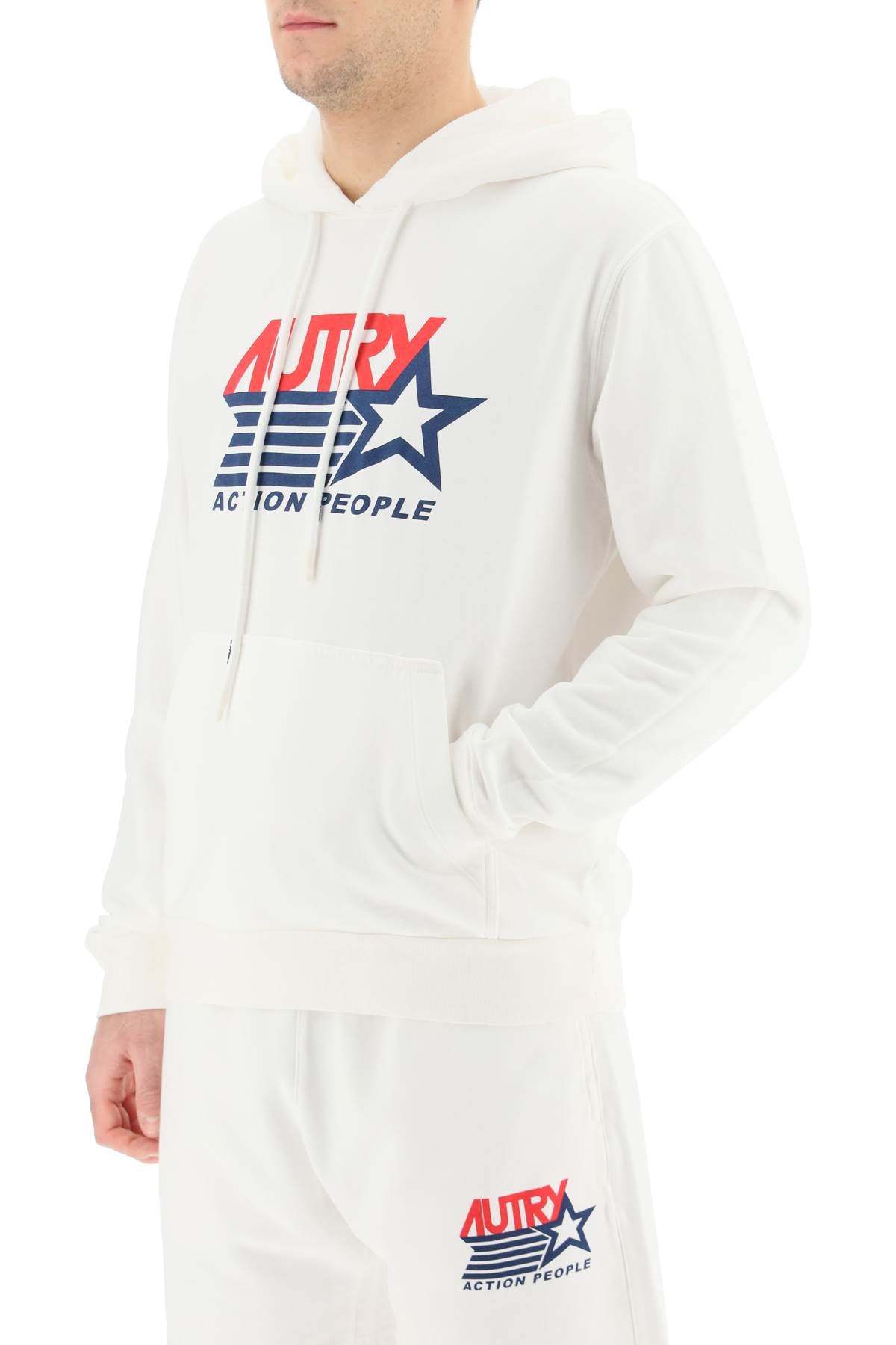 Autry Logo-print Drawstring Hoodie In White