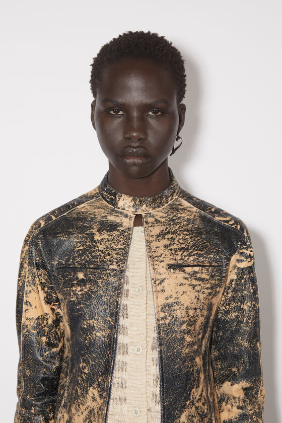 Acne Studios Distressed-effect Leather Jacket In Multicolor