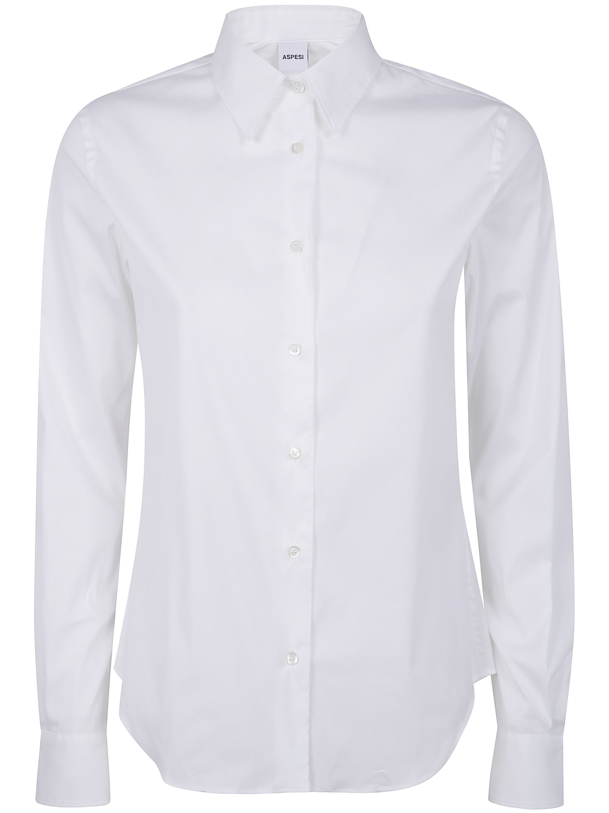 Aspesi Long-sleeved Lapel Shirt In White