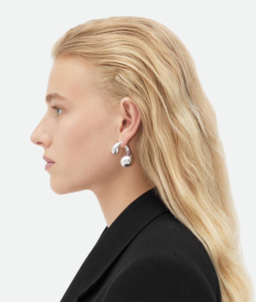 Bottega Veneta Double Droplet Shaped Earrings In White