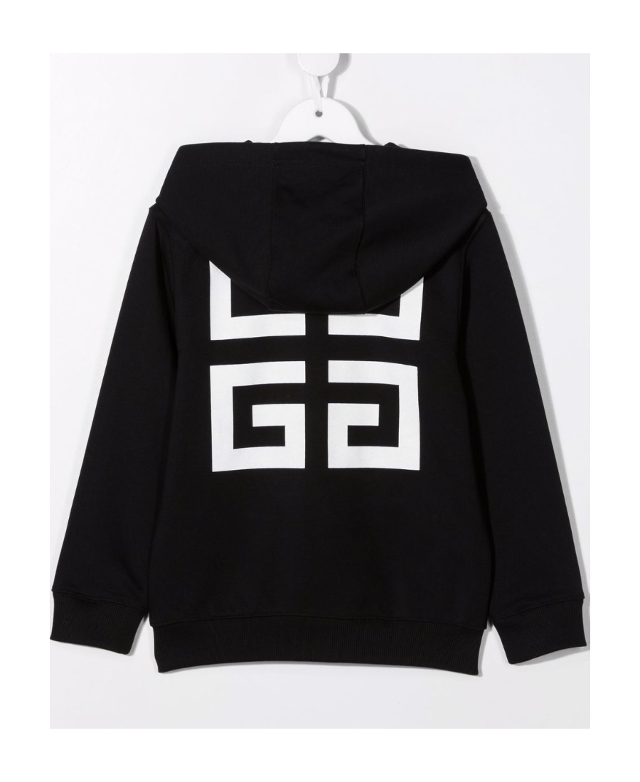 Givenchy Teen Logo-print Zip-up Hoodie In Black