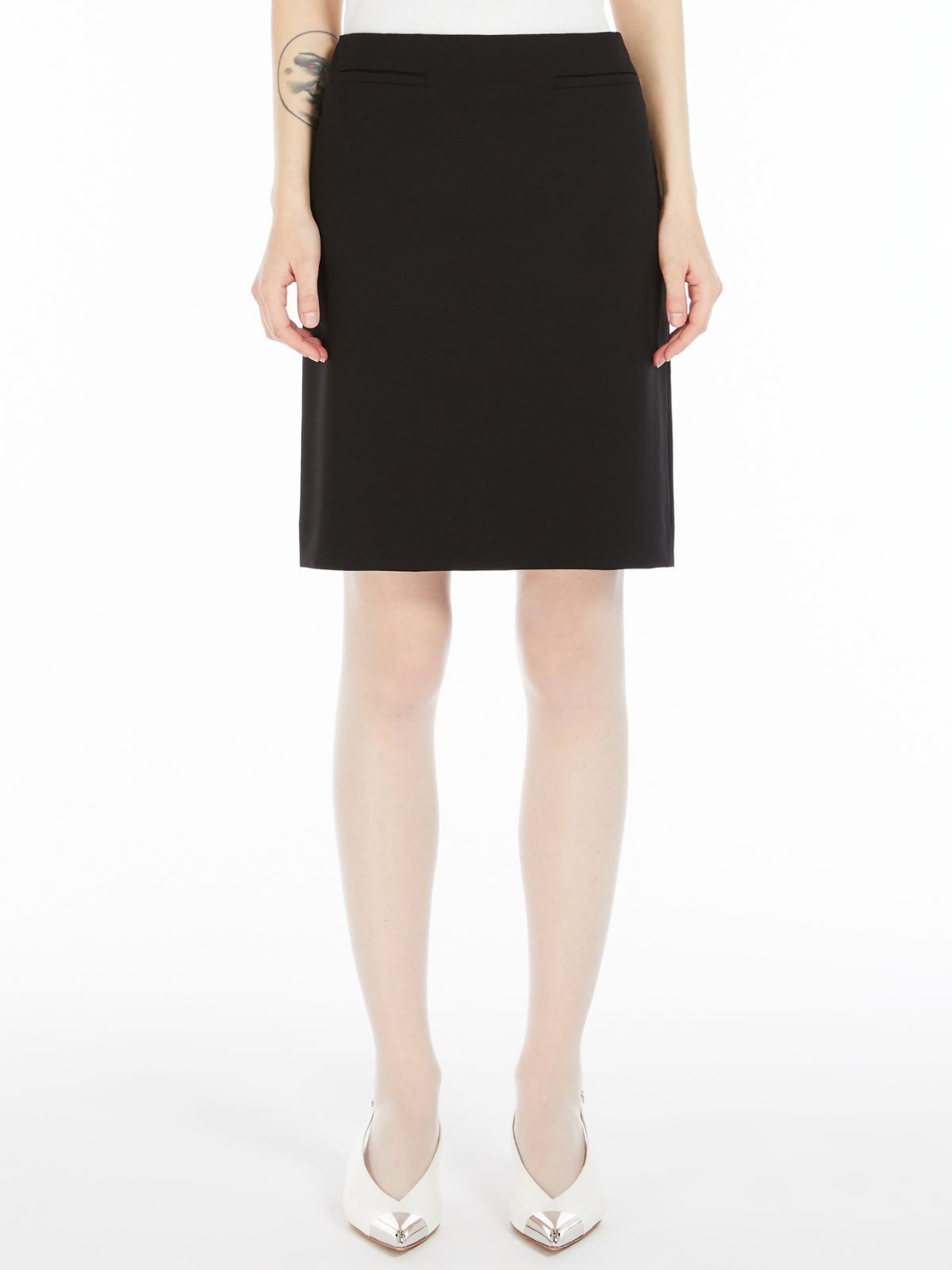 Sportmax Straight Stretch Wool Skirt In Black