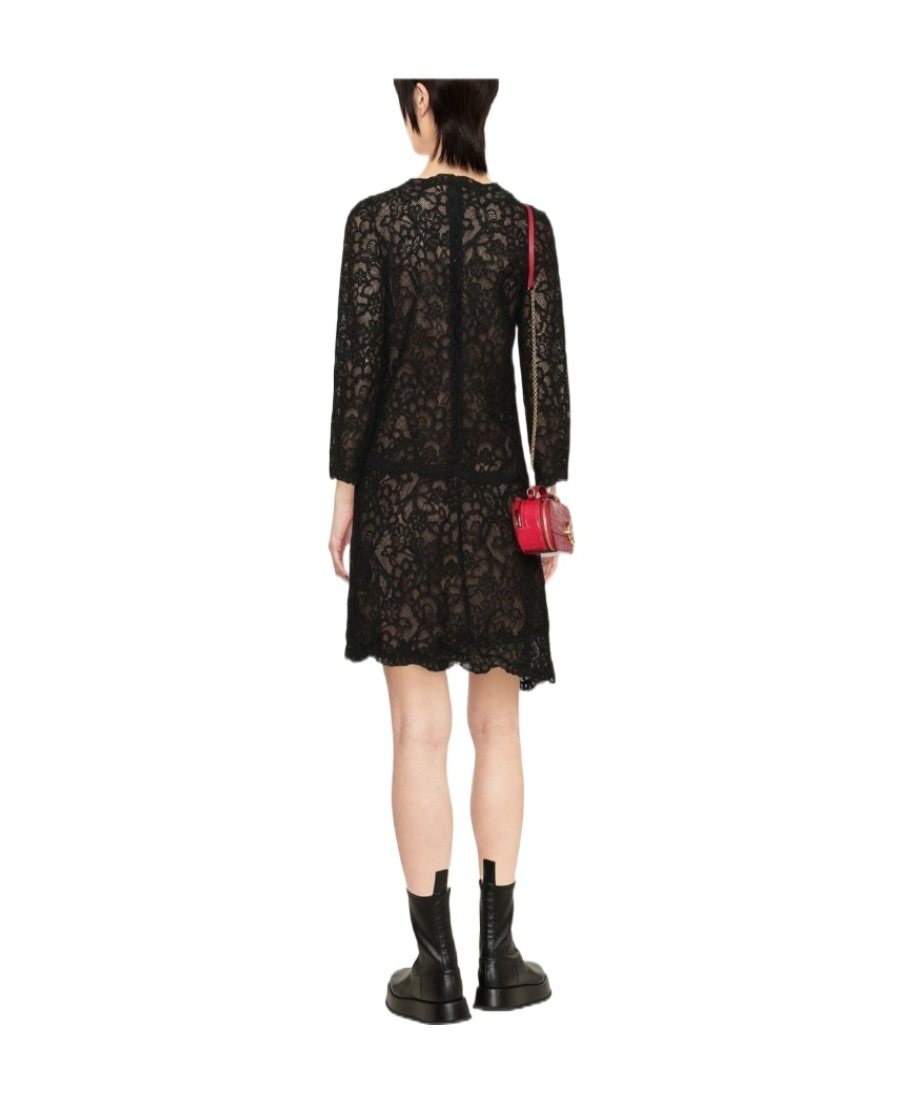 Ermanno Scervino Asymmetric Floral Lace Dress In Black