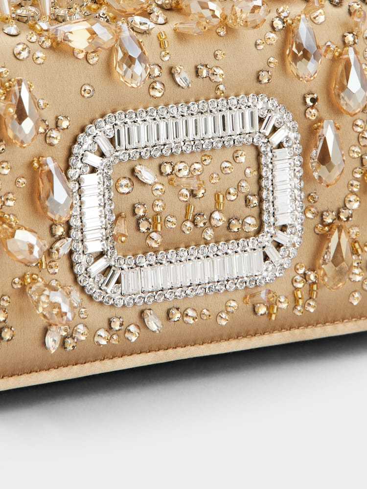 Roger Vivier Pilgrim Micro Bag In Satin In Brown