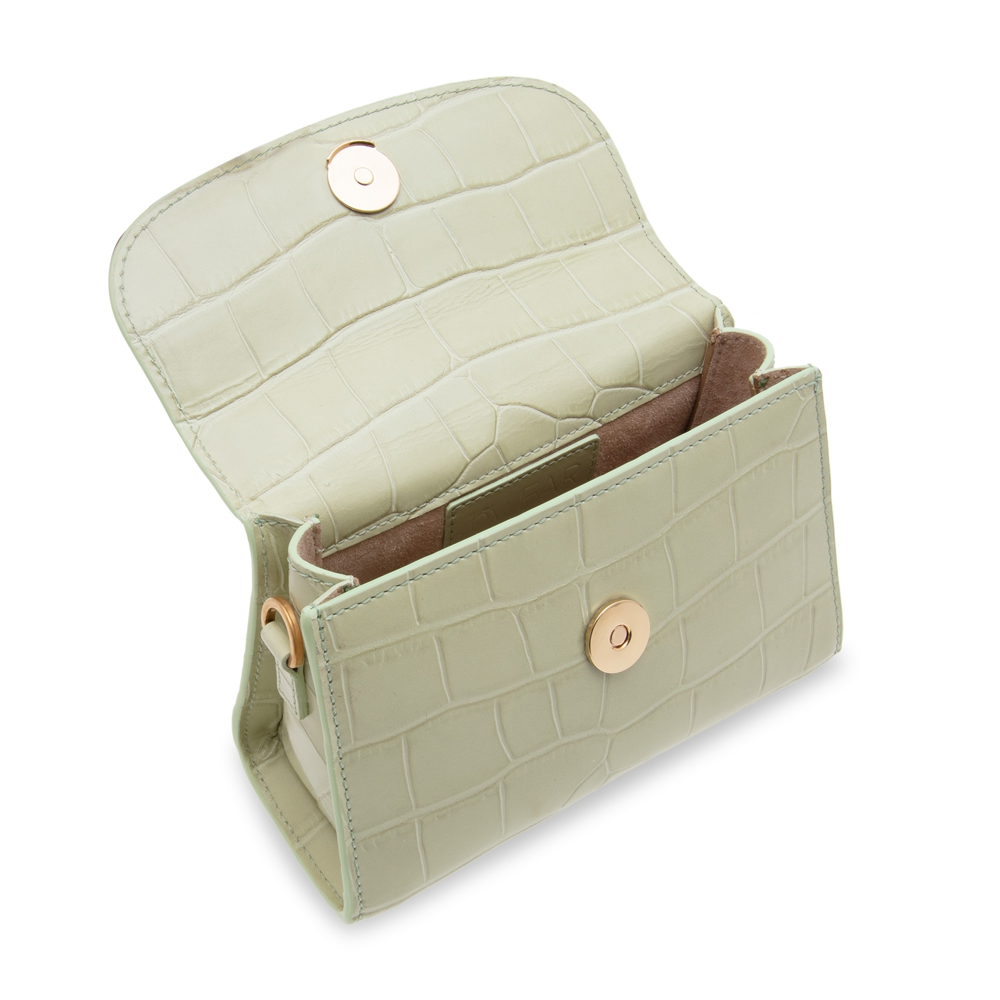 By Far Crocodile-embossed Leather Mini Bag In Nude