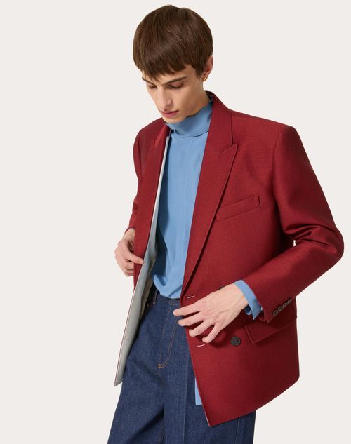 Valentino Double-breasted Wool And Silk Jacket In Red