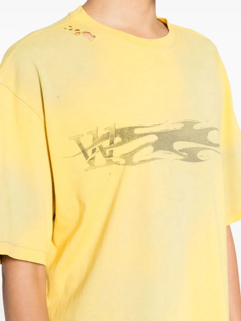 We11 Done Graphic-print Cotton T-shirt In Yellow