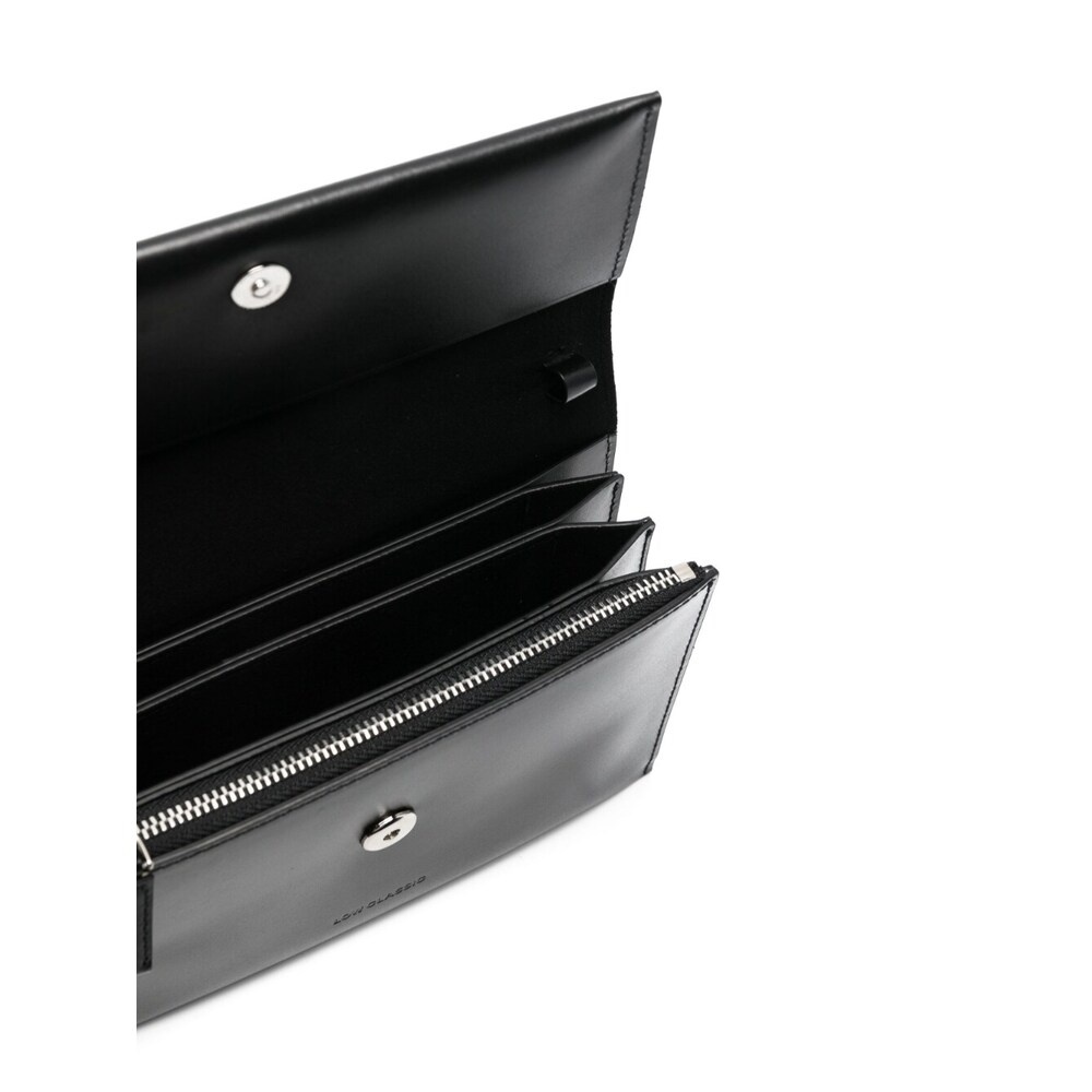 Low Classic Foldover Top Leather Bag In Black