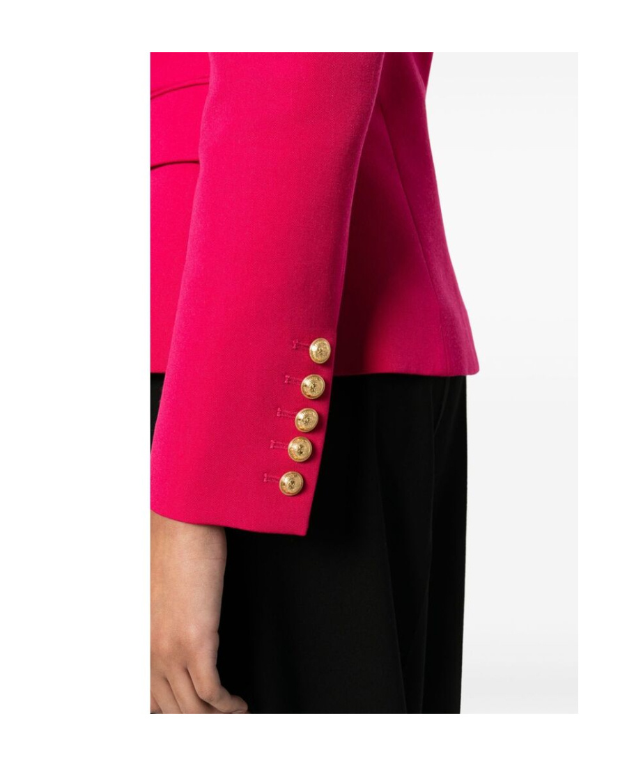 Balmain Double-breasted Grain De Poudre Cotton Blazer In Red
