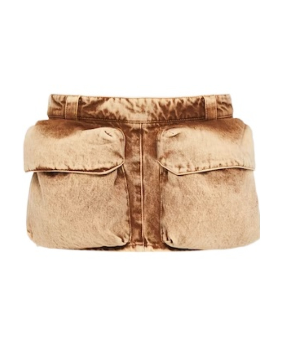 Shop Miu Miu Denim Miniskirt In Nude