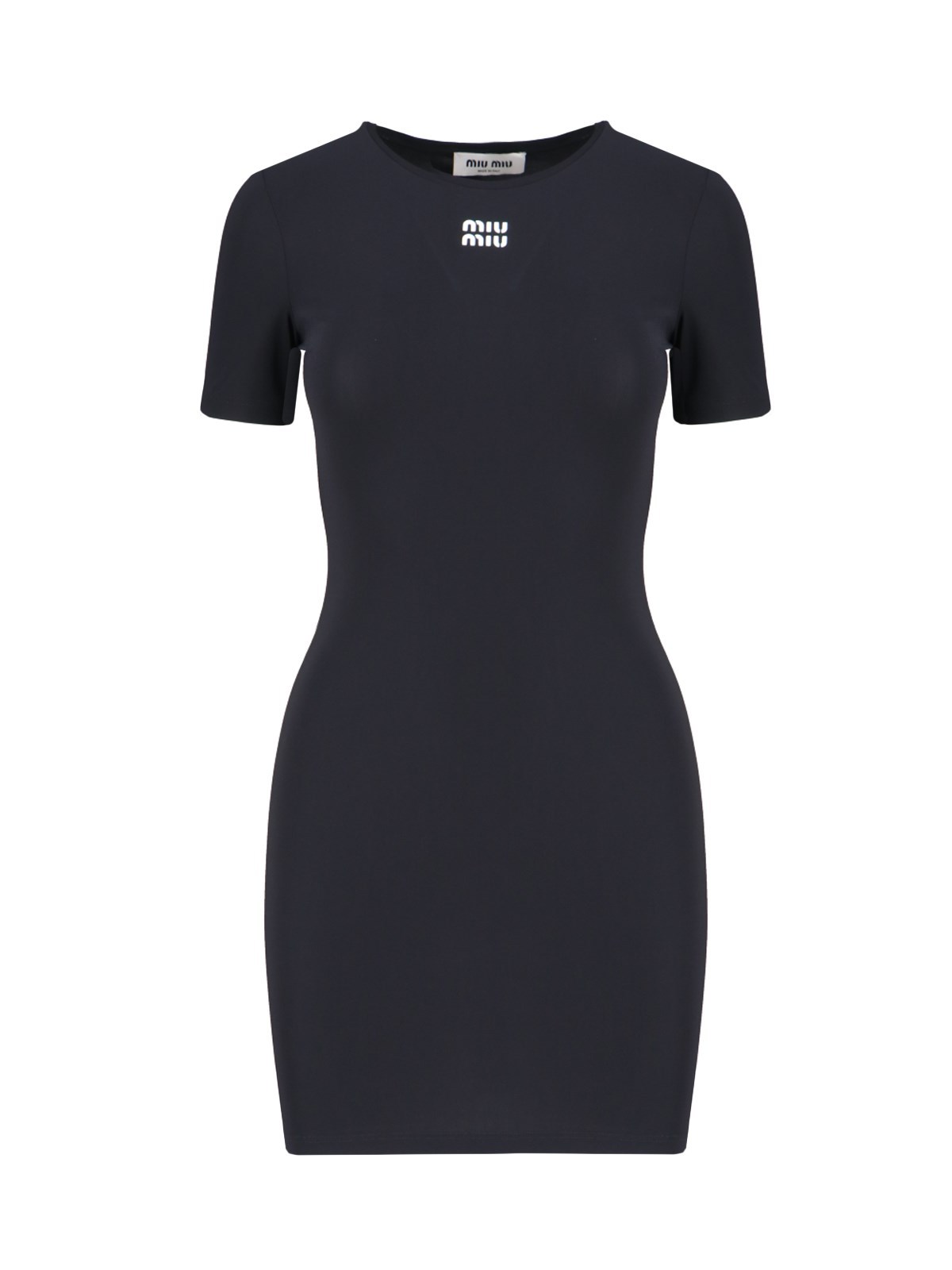 Miu Miu Logo Midi Dress In Black