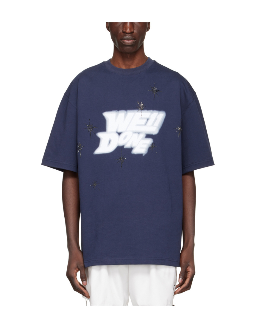 We11 Done Logo Details Short-sleeved T-shirt In Blue