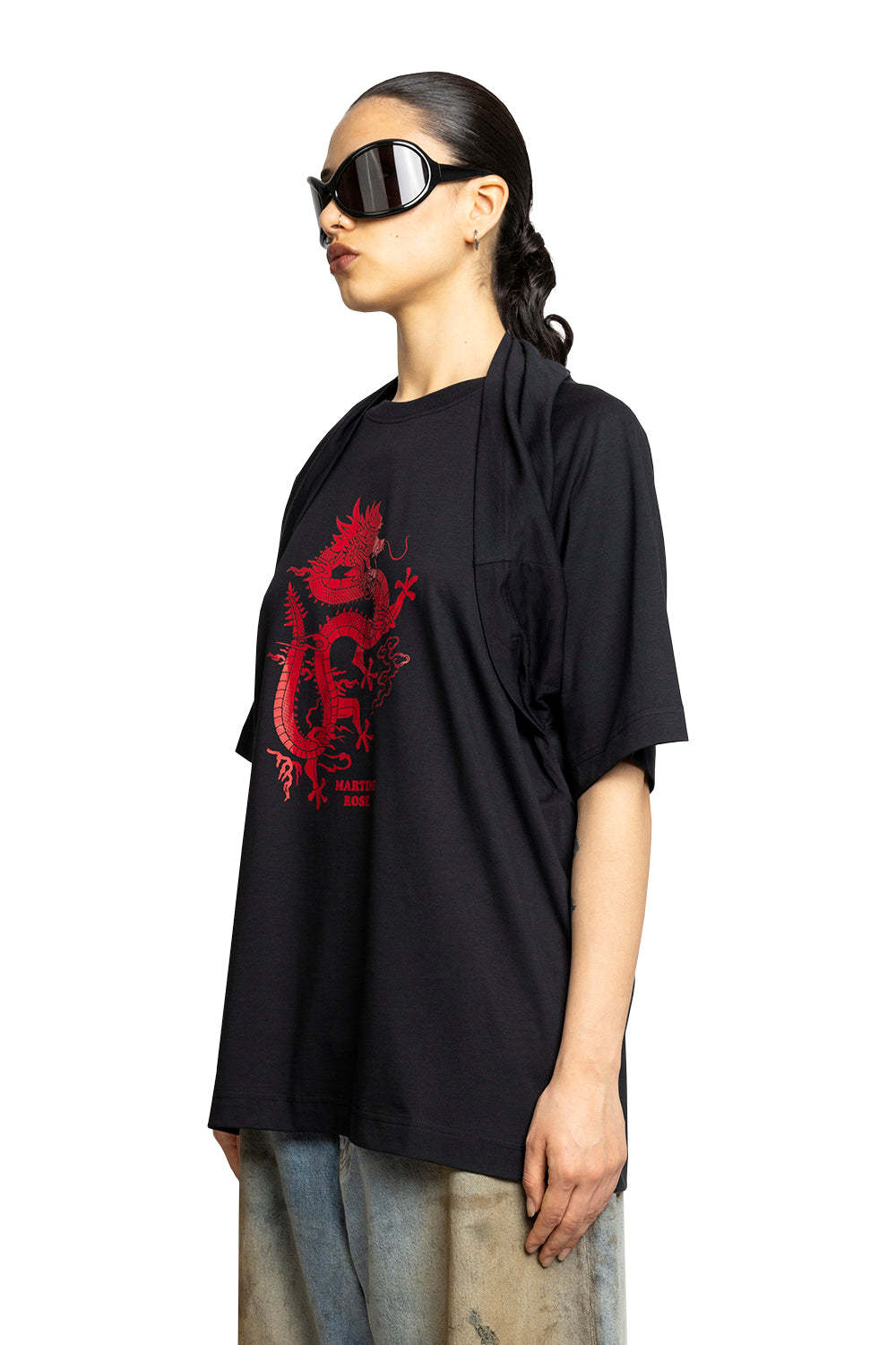 Martine Rose Oversized Black T-shirt Celebration With Print In Black
