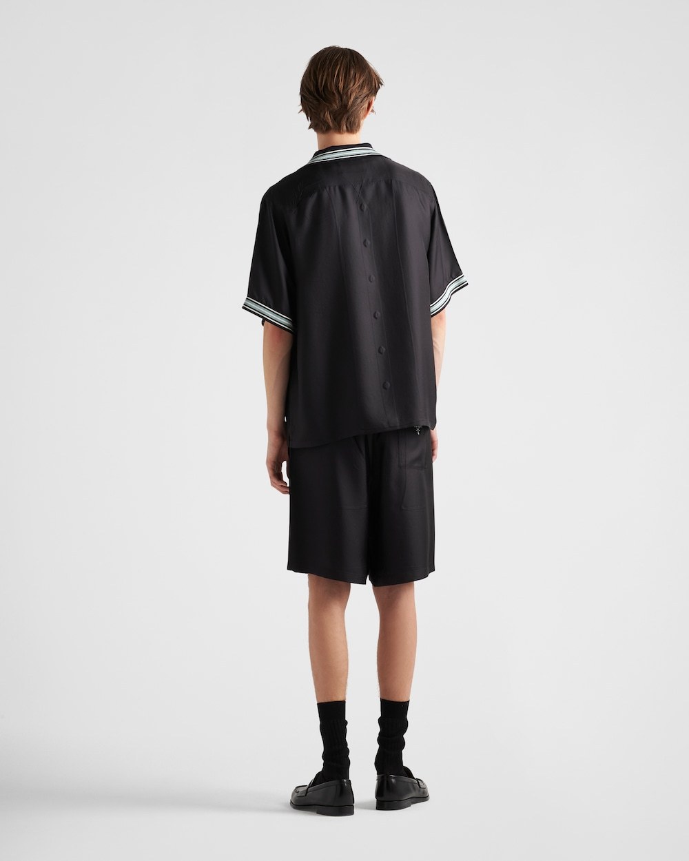 Prada Elastic Rope Belt Shorts In Black