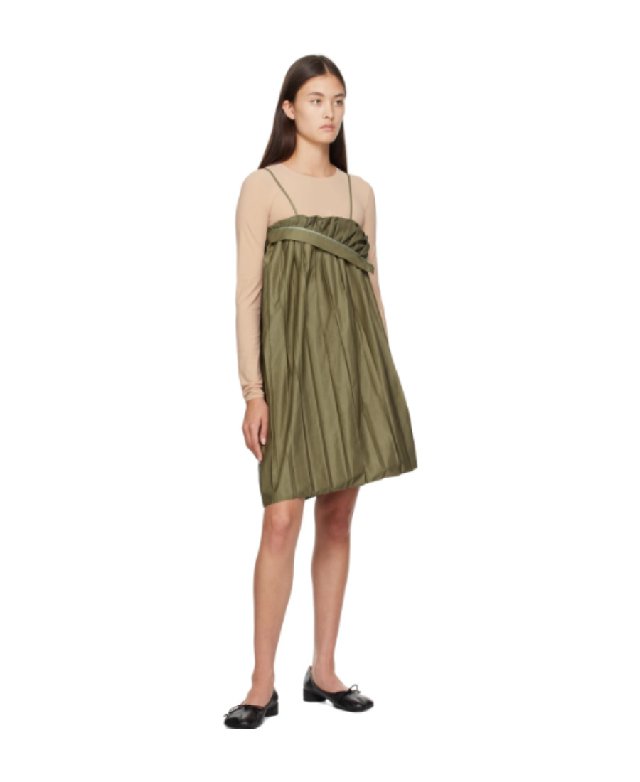 Mm6 Maison Margiela A Pleated Dress With Thin Shoulder Straps In Multicolor