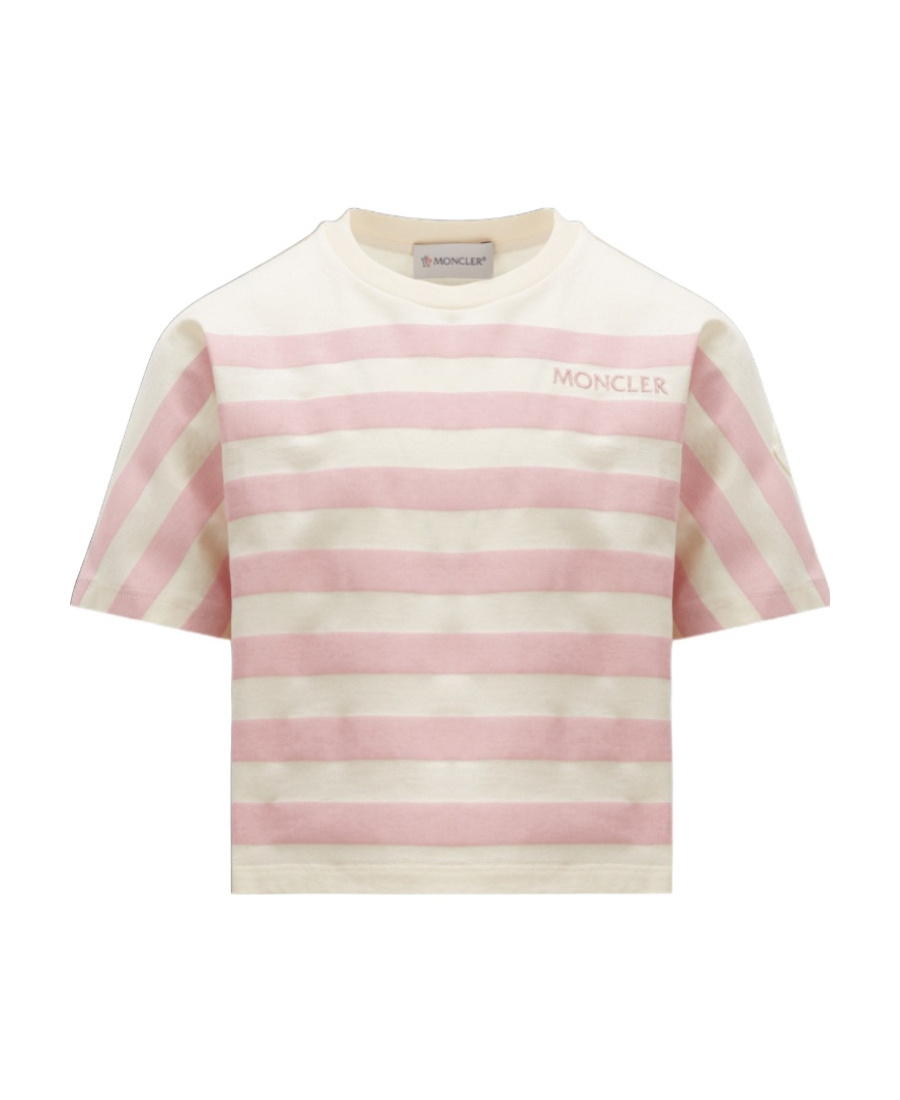 Moncler Embroidered-logo Cotton T-shirt In Nude