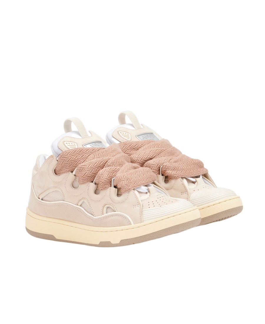 Lanvin Leather Curb Sneakers In Nude