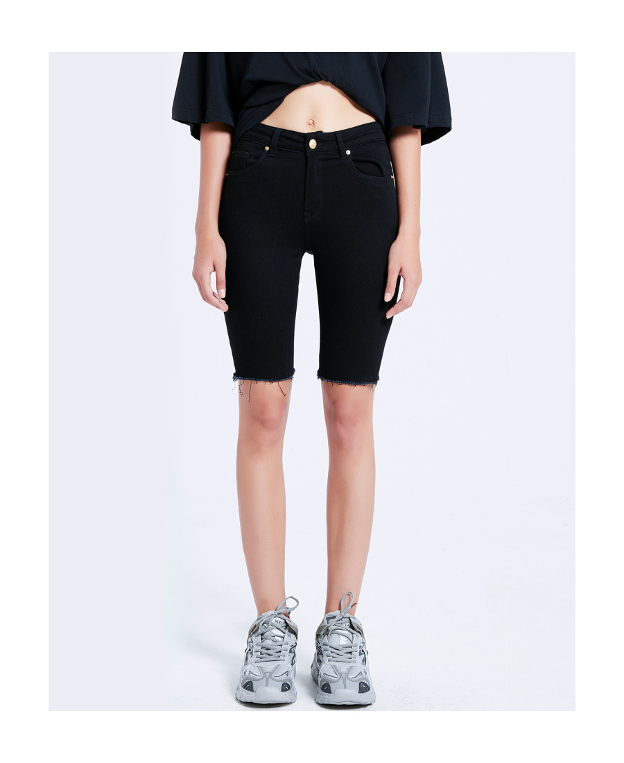 Liuregali Logo Slim Denim Shorts In Black