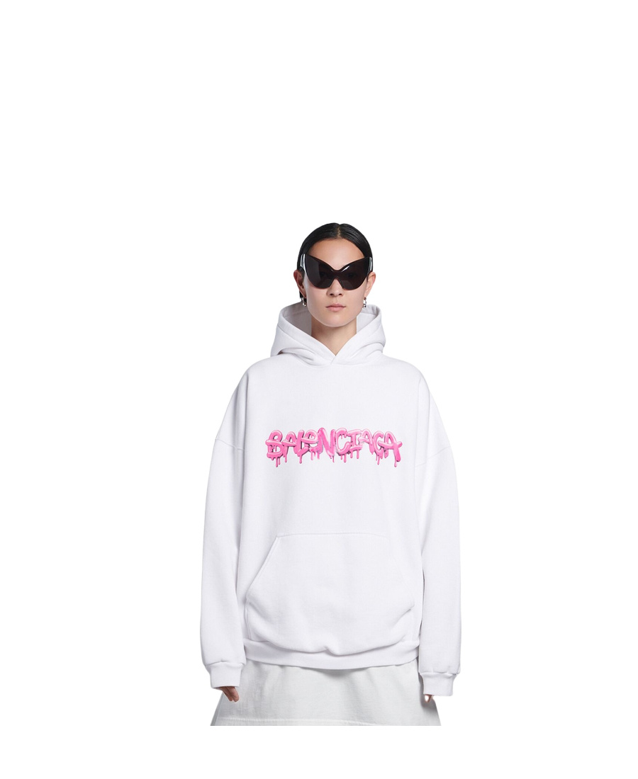 Balenciaga Logo-print Hoodie In White