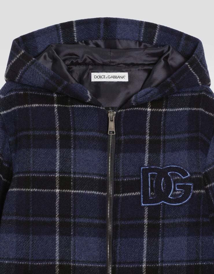 Dolce & Gabbana Check-pattern Hooded Jacket In Blue