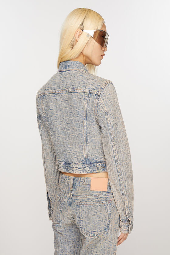 Acne Studios Logo Cropped Denim Jacket In Blue