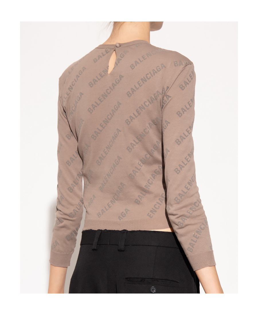 Balenciaga Knitted Pullover Women In Brown