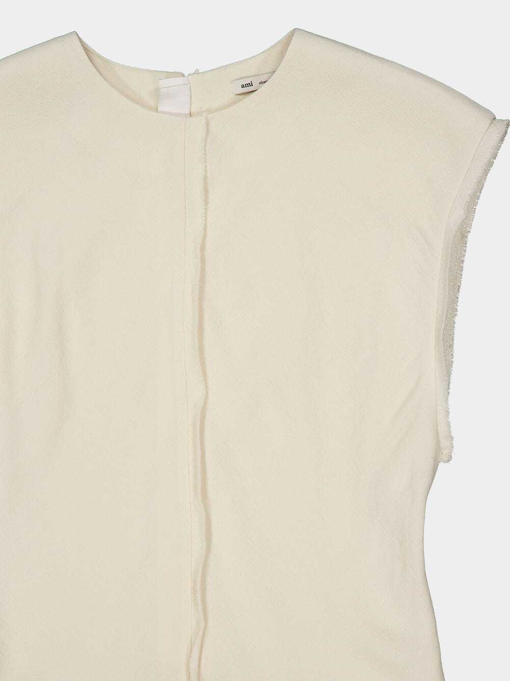 Ami Alexandre Mattiussi Raw-edge Midi Dress In White