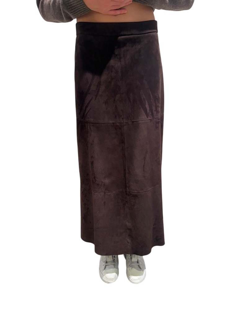 Max Mara Back Zipper Midi Skirt In Brown