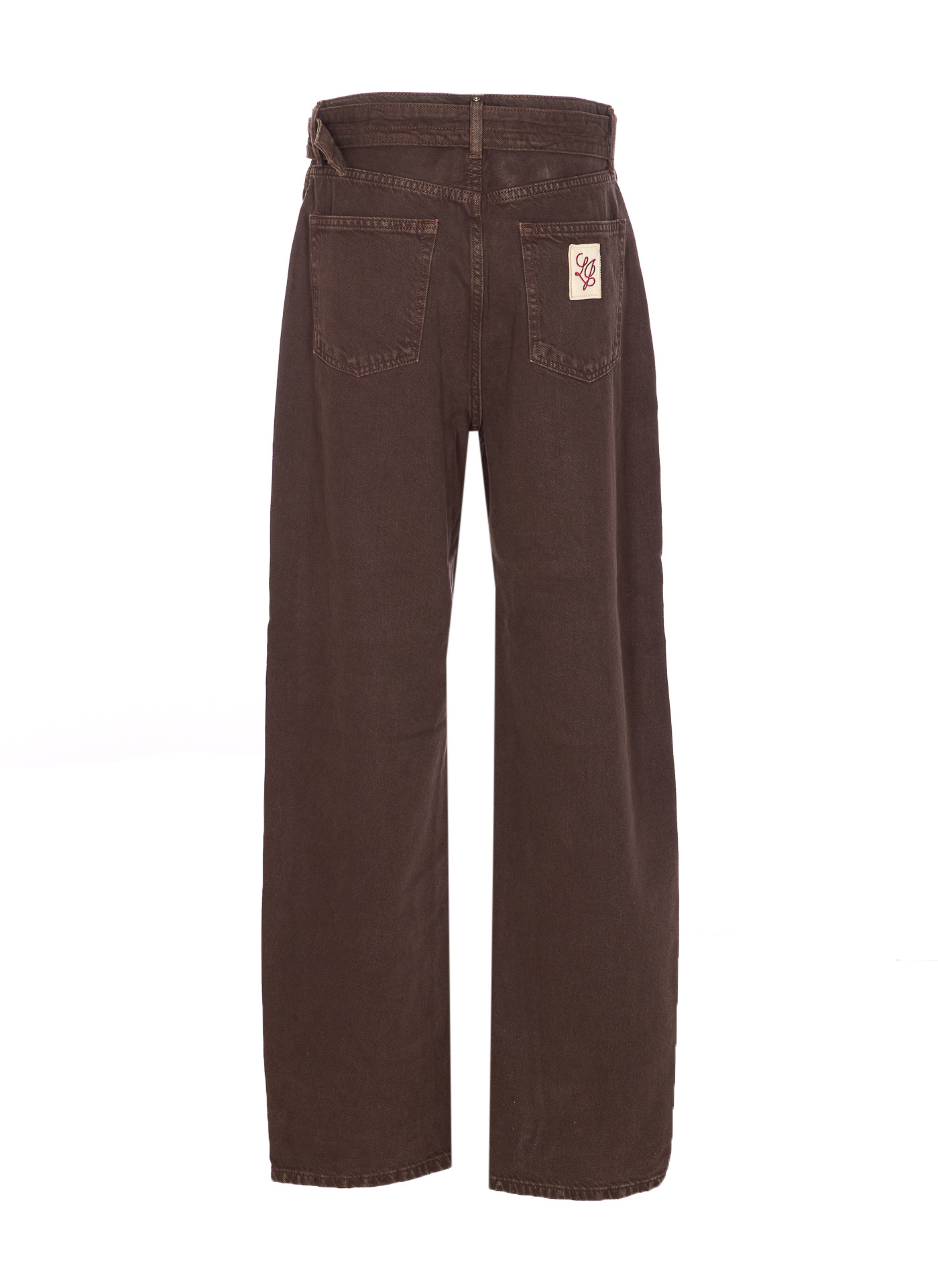 Liu •jo High Waist Loose Fit Straight Leg Trousers In Brown