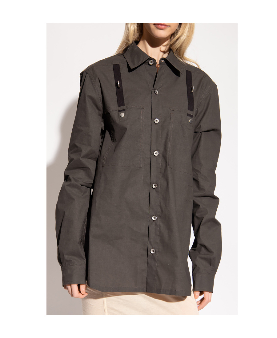 Rick Owens Drkshdw Tassel-detail Button-down Shirt In Black