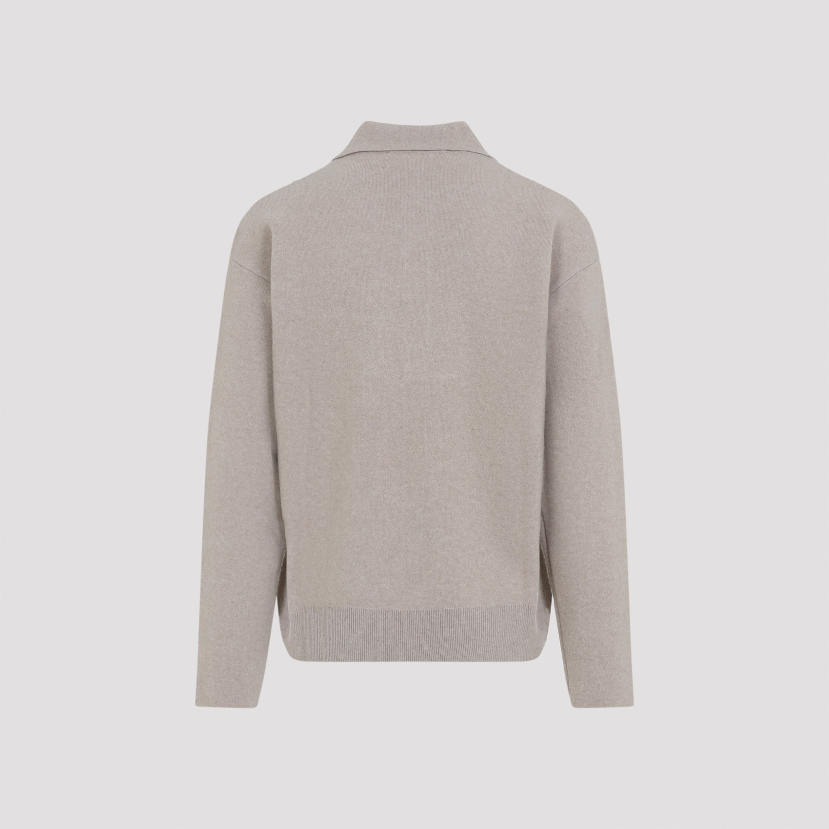 Jacquemus Collared Knitwear With Ribbed Cuffs And Hem In Gray