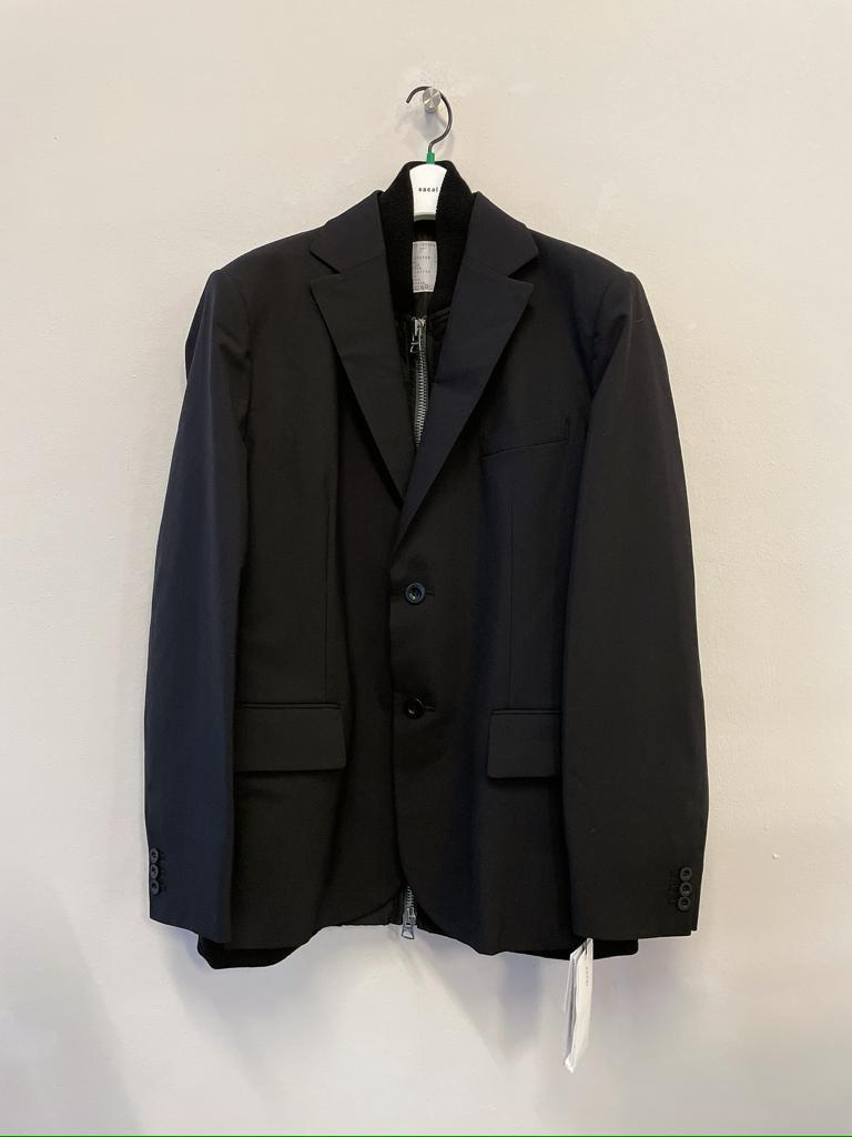 Sacai Long Sleeved Suit Jacket In Black