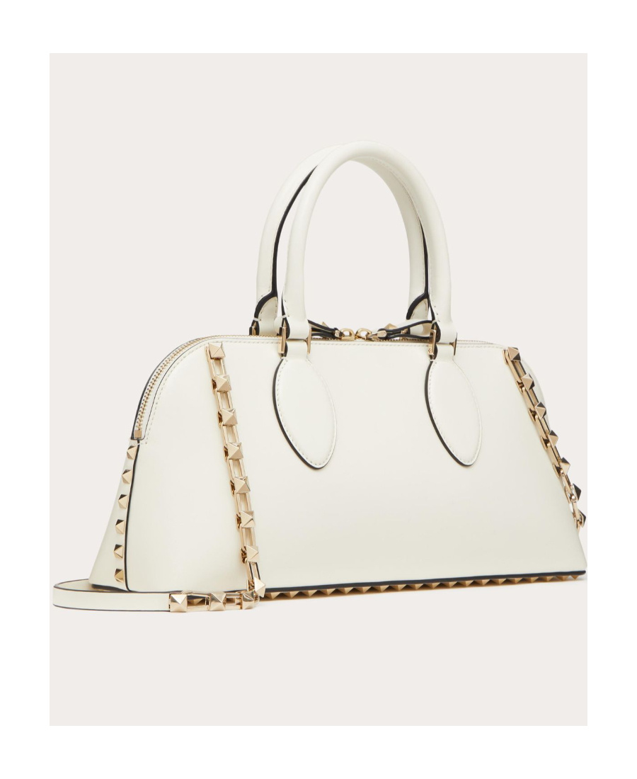 Valentino Rockstud-embellished Leather Tote Bag In White