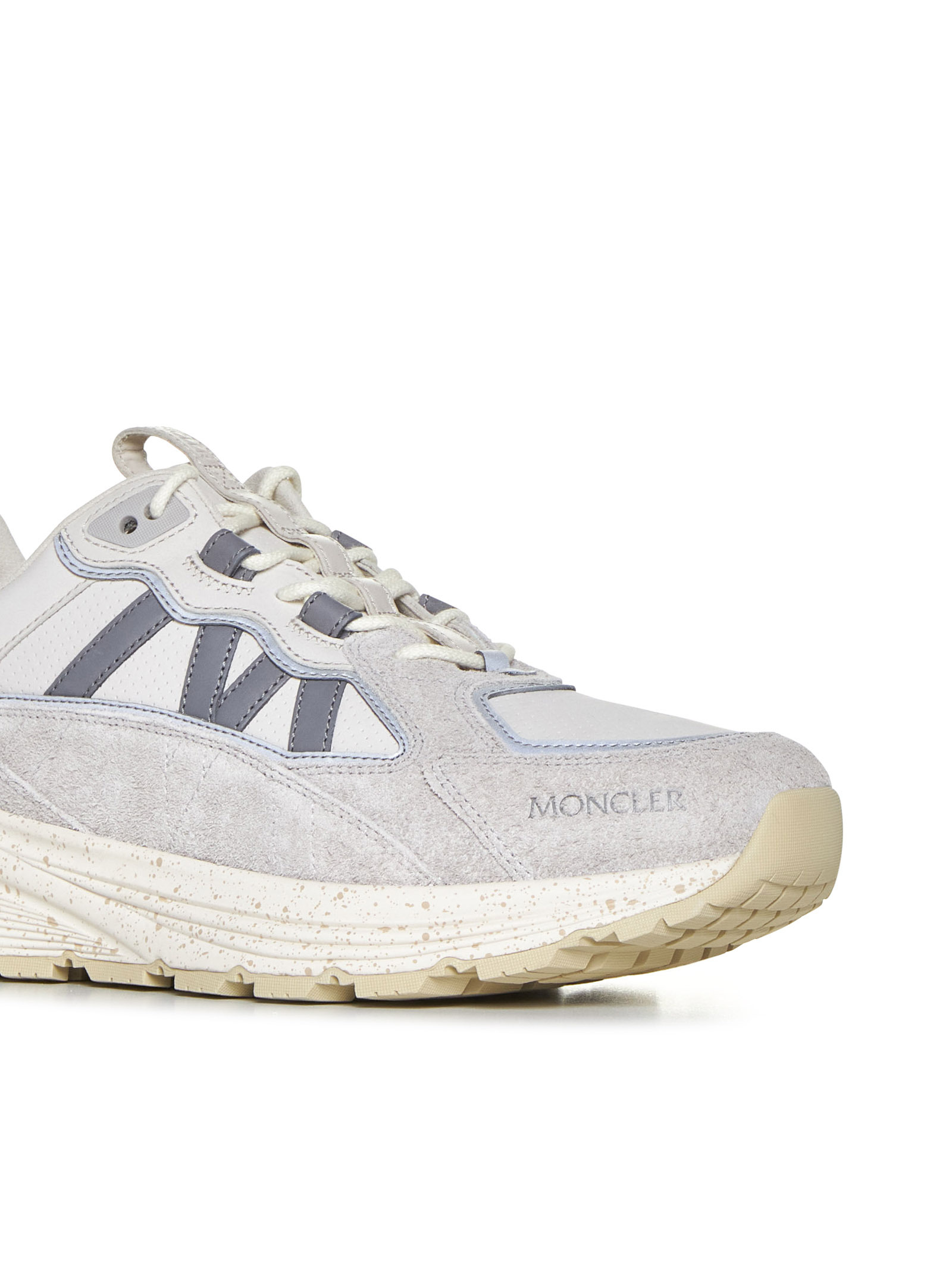 Moncler Panelled Lace-up Sneakers In White