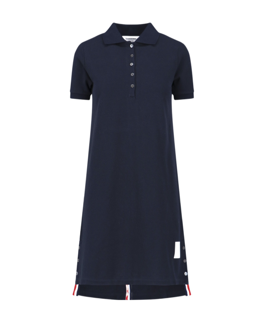 Thom Browne Mini Jacquard Knit Polo Dress In In Black