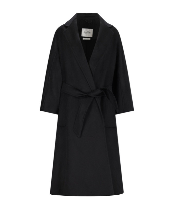 Max Mara Tie-waist Coat In Black