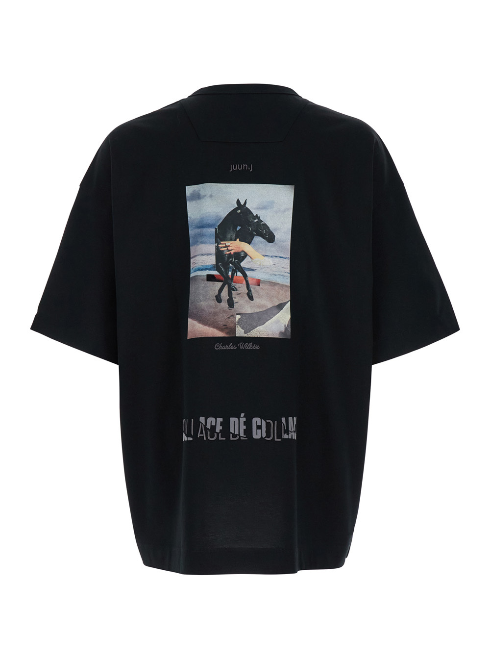 Juunj Black T-shirt With Tone-on-tone Logo Embroidered On The Front In Black