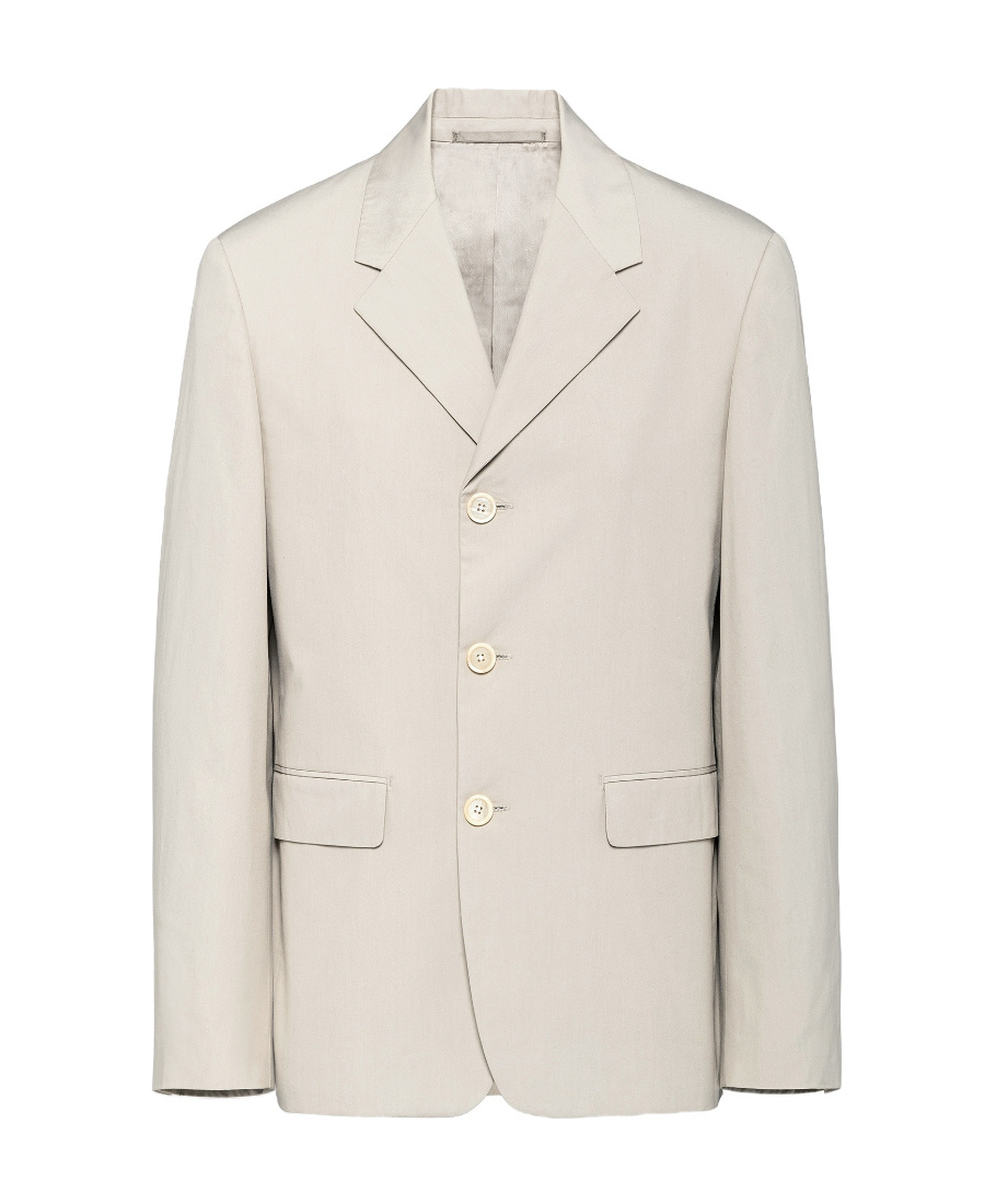 Prada Triangle Logo Single-breasted Blazer In Nude