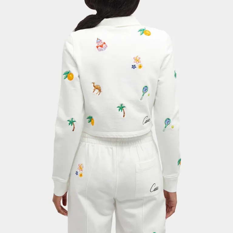 Casablanca Elements En Crayon Cropped Jacket In White