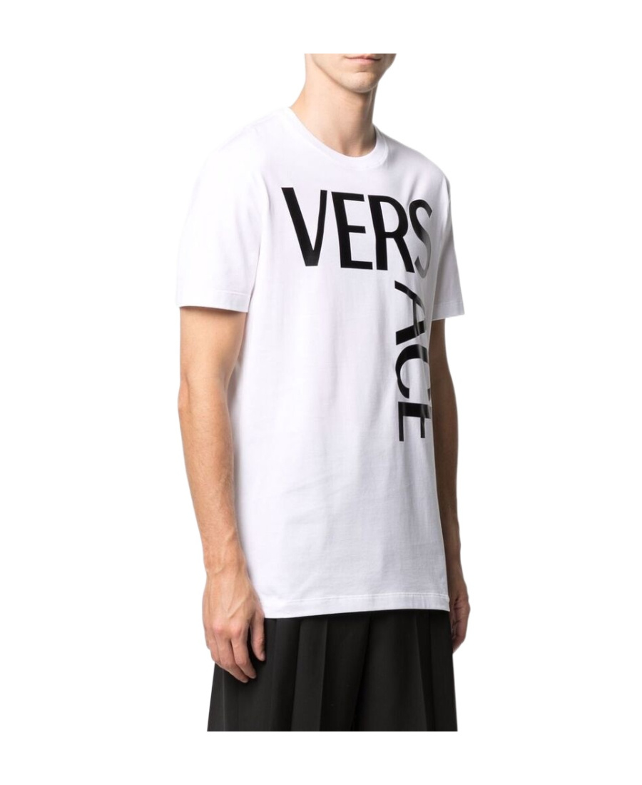Versace Logo Printed Short Sleeved T-shirt In White