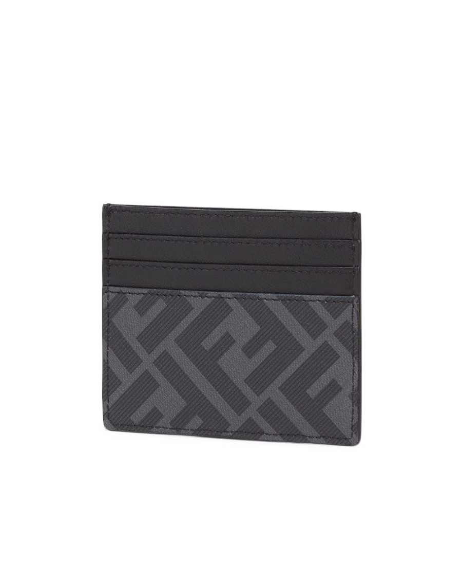 Fendi Ff Pattern Logo Card Holder In Black