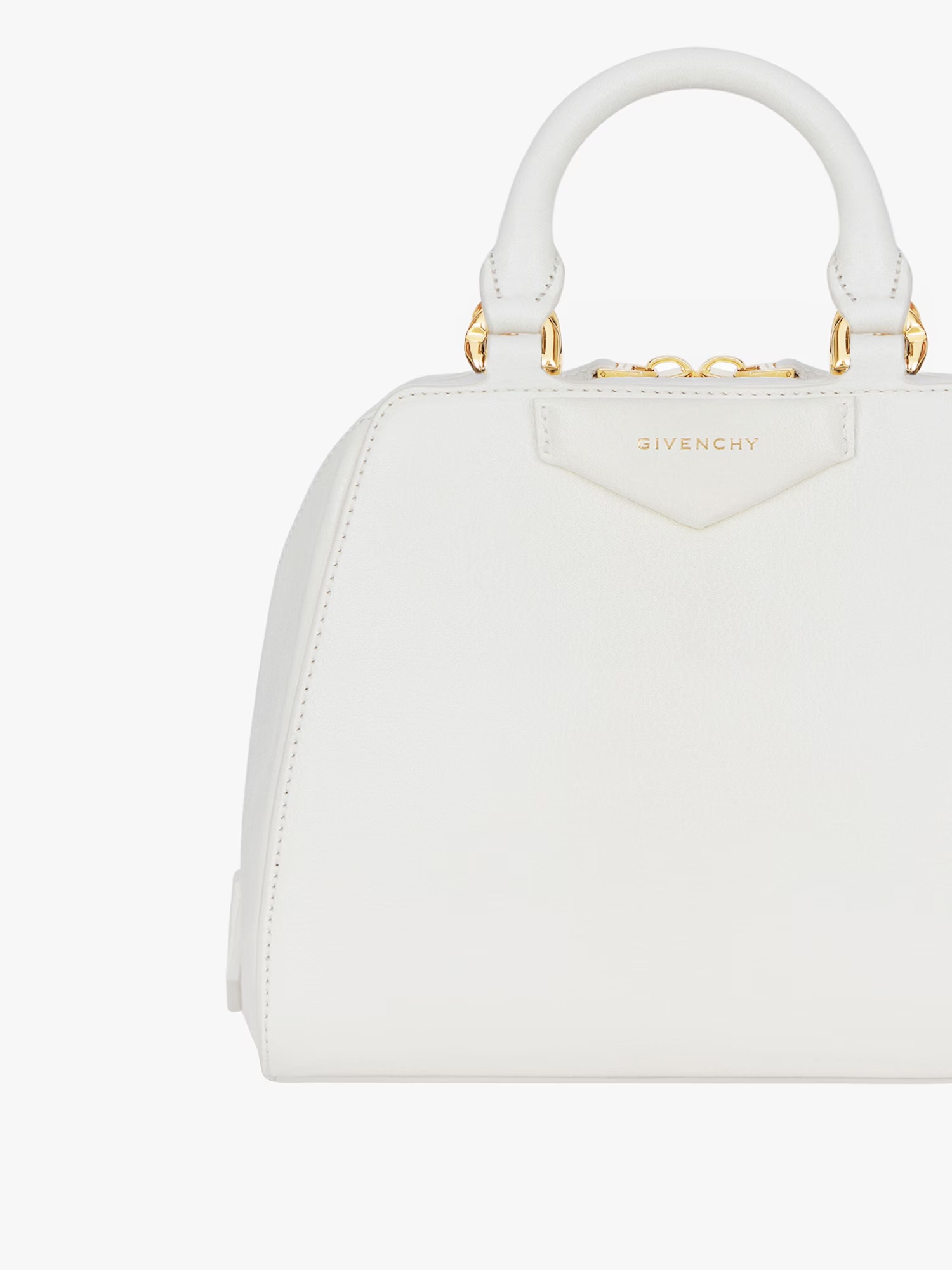 Givenchy Timeless Buffalo Leather Handbag With Elegant Gold Accents In White