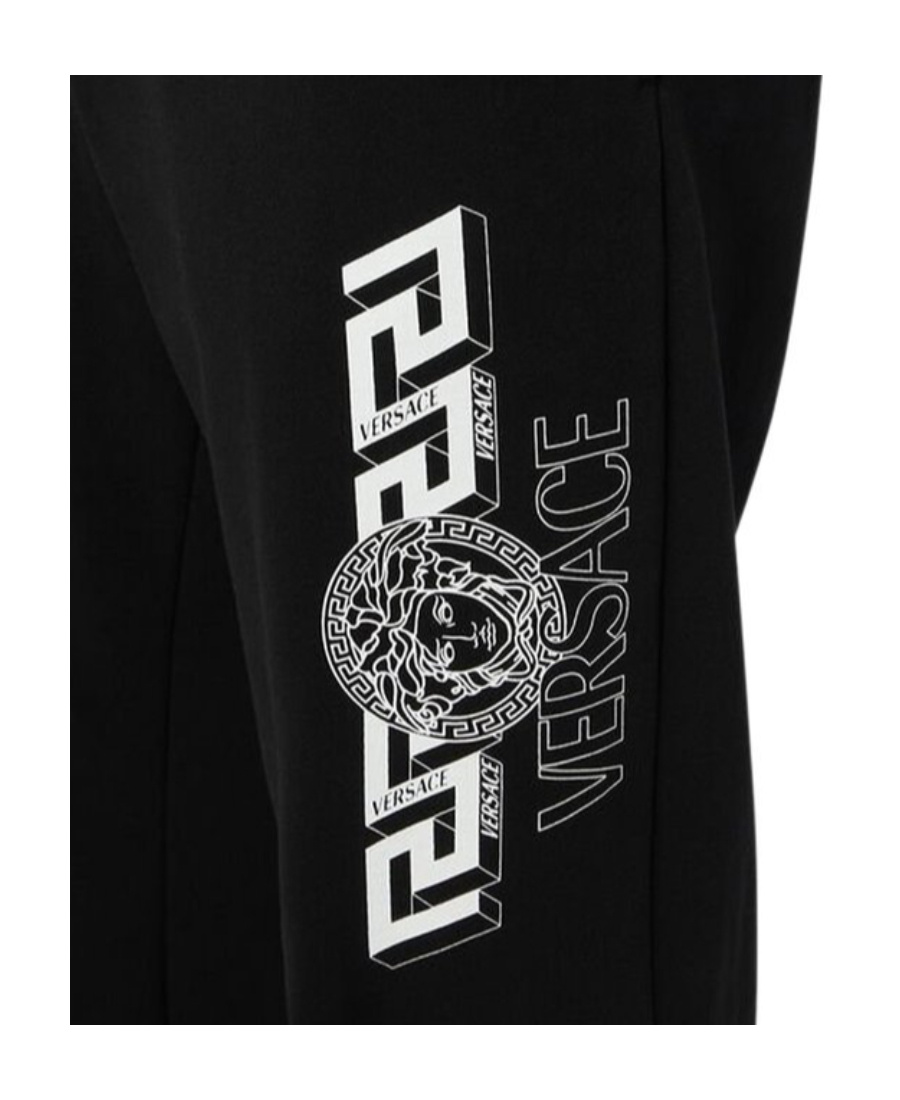 Versace Man Pants Black Size Xl Cotton In Black