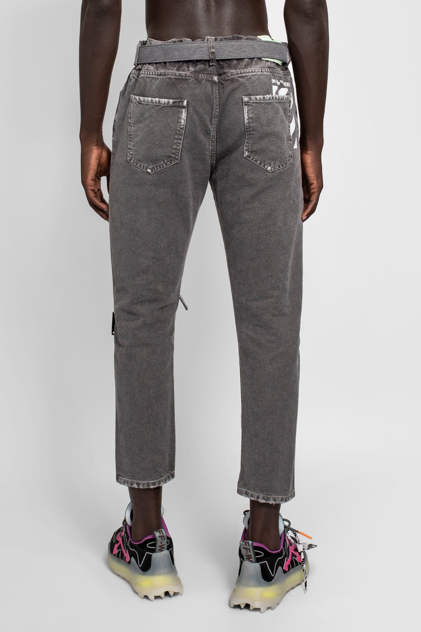Off-white Straight Jeans With Stone Washing Effect In Gray