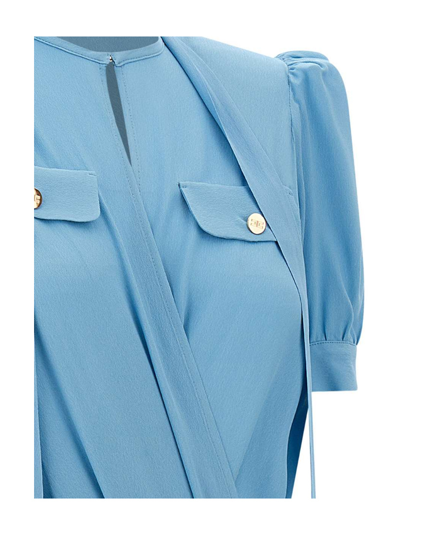 Elisabetta Franchi Shirt-style Jumpsuit In Blue