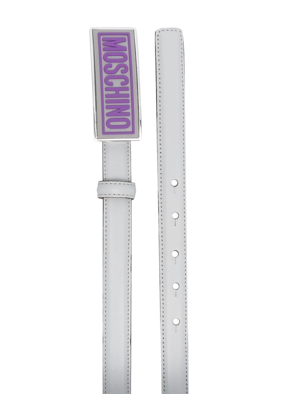 Moschino Belt With Enameled Buckle In Gray