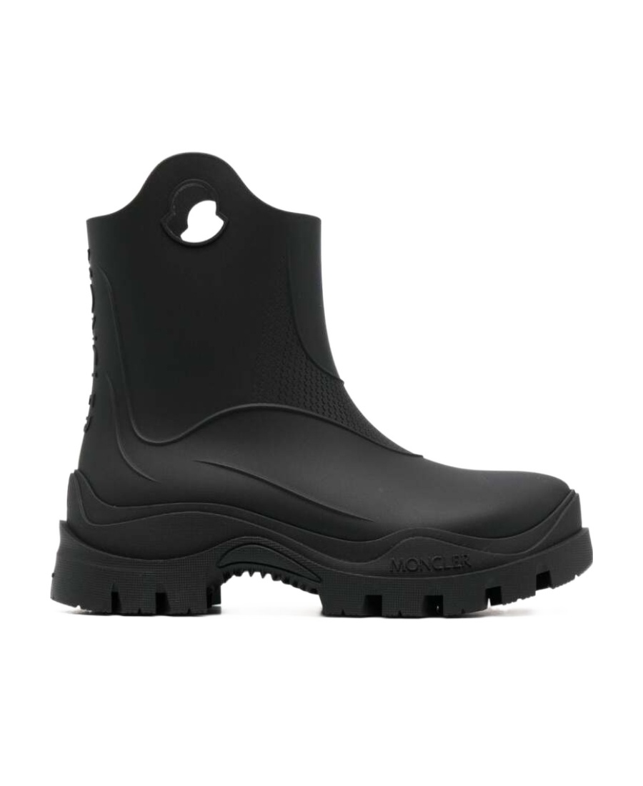 Moncler Misty Logo Round Toe Rain Boots In Black